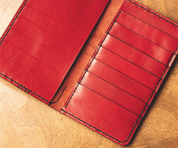 Red Long Bifold Wallet Inside