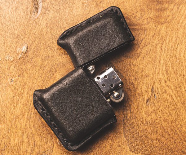 Black Leather Zippo Style Lighter