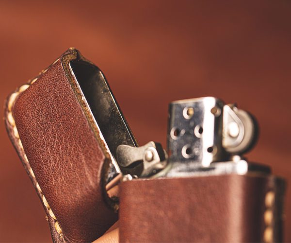 Brown Leather Zippo Style Lighter