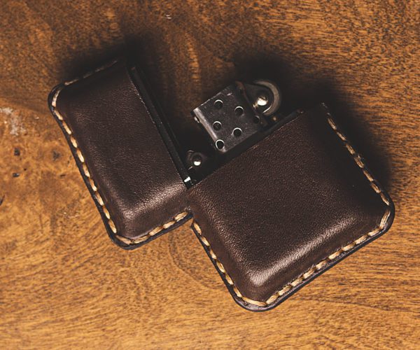 Chocolate Color Leather Zippo Style Lighter
