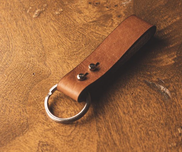 Tan Color Leather Key Chain