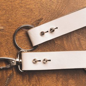 White Color Leather Key Chain