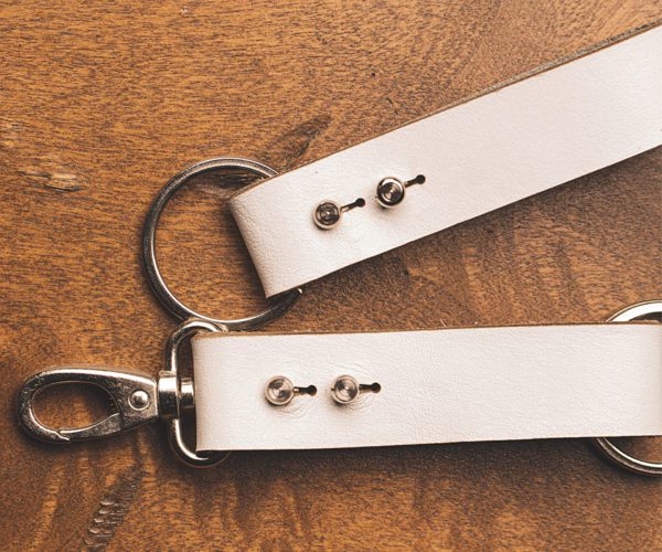 White Color Leather Key Chain