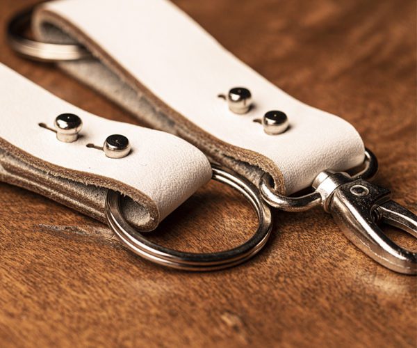 White Color Leather Key Chain